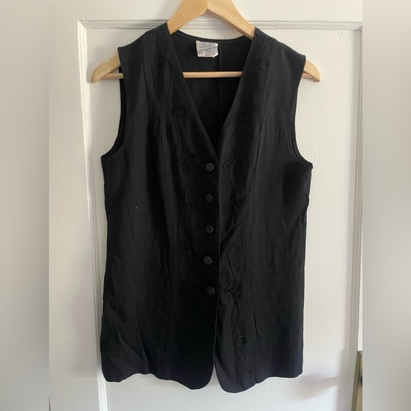 Vintage 90s Evidence button up best with florals and vine details Size S/M - Picture 1 of 10